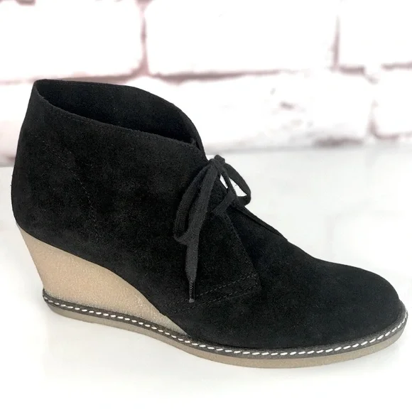 J CREW MacAlister Black Suede Rubber Wedge Ankle Boots Booties Size 8 - Picture 10 of 16